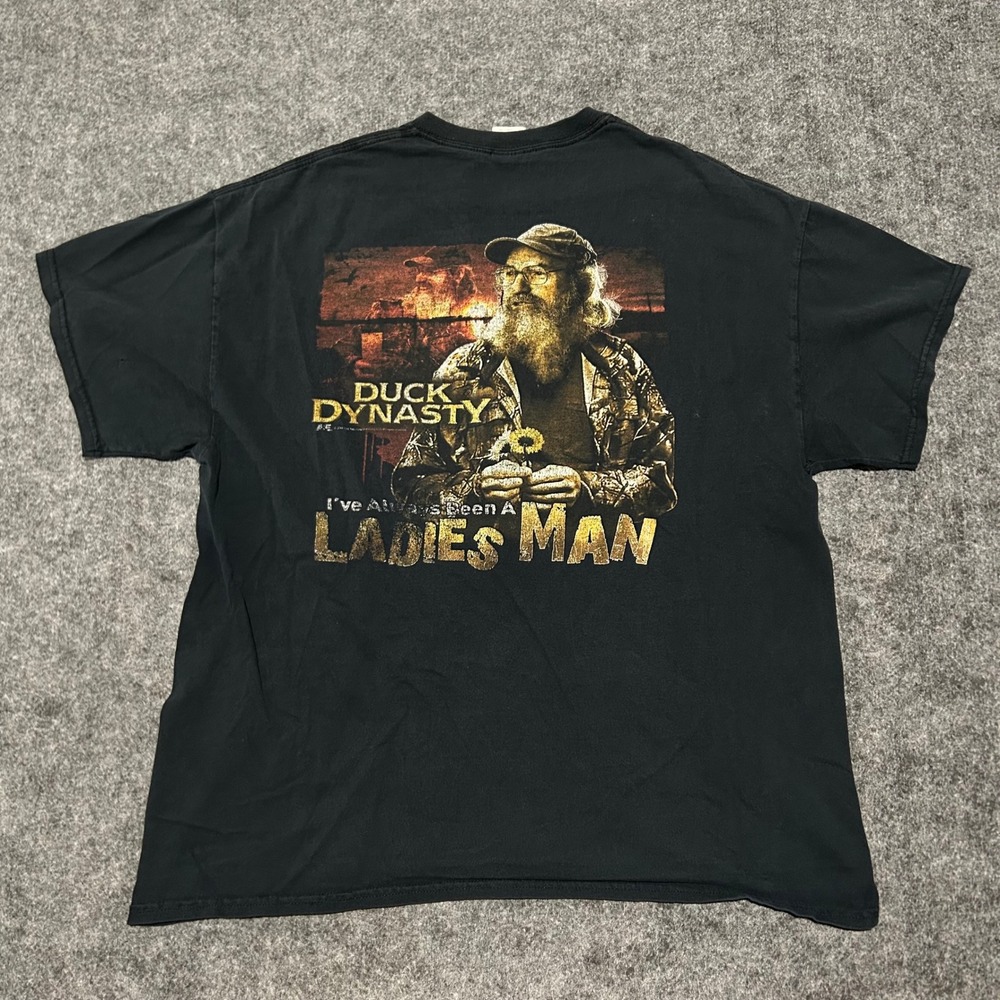 Gildan Duck Dynasty Si Robertson Ladies Man Graphic T-Shirt Black Size XL